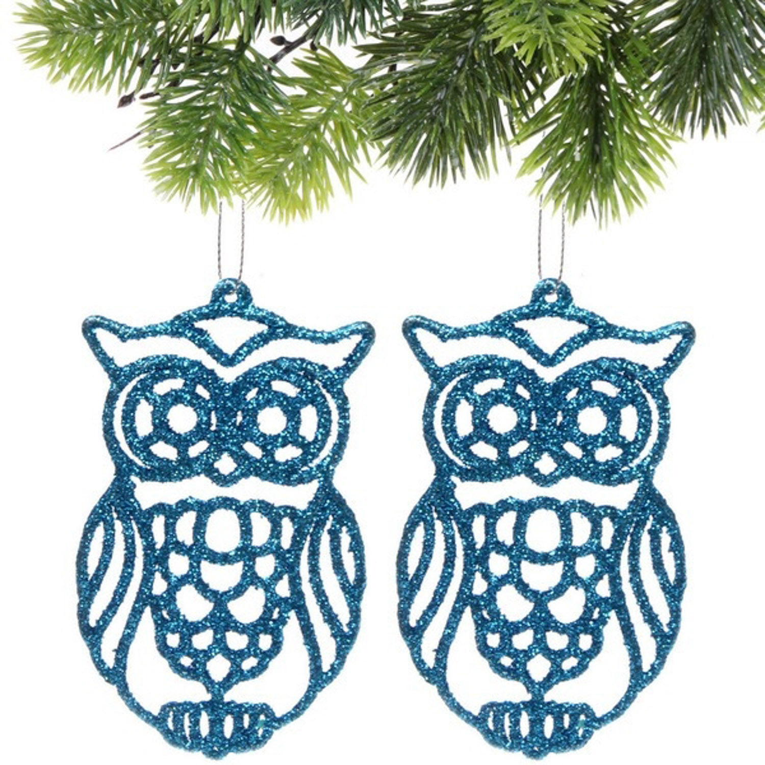 Подвеска "Мудрая сова" 10 см (набор 2 шт), голубой