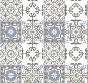 Клеёнка на тканевой основе "Этюд" "Изразцы" беж.-голуб.-бел. ш.1,25м 637/10 "Колорит" *25