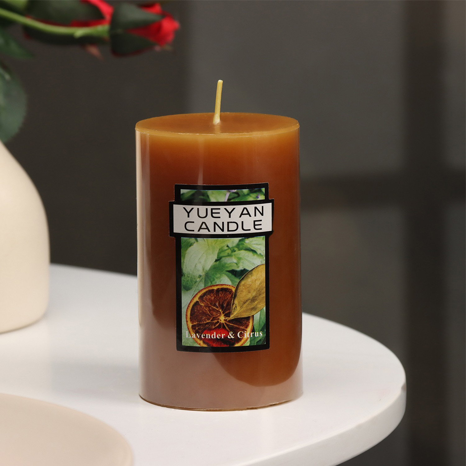 Свеча-цилиндр ароматическая "Лаванда и цитрус", 6х10 см  9667606