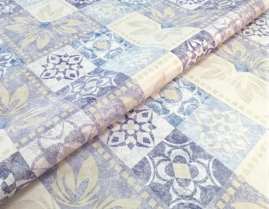 Клеёнка на тканевой основе, полиур.покр."Elegance" "Узоры" сир.-беж.ш.1,37м GW-21591 "Great Way" *20