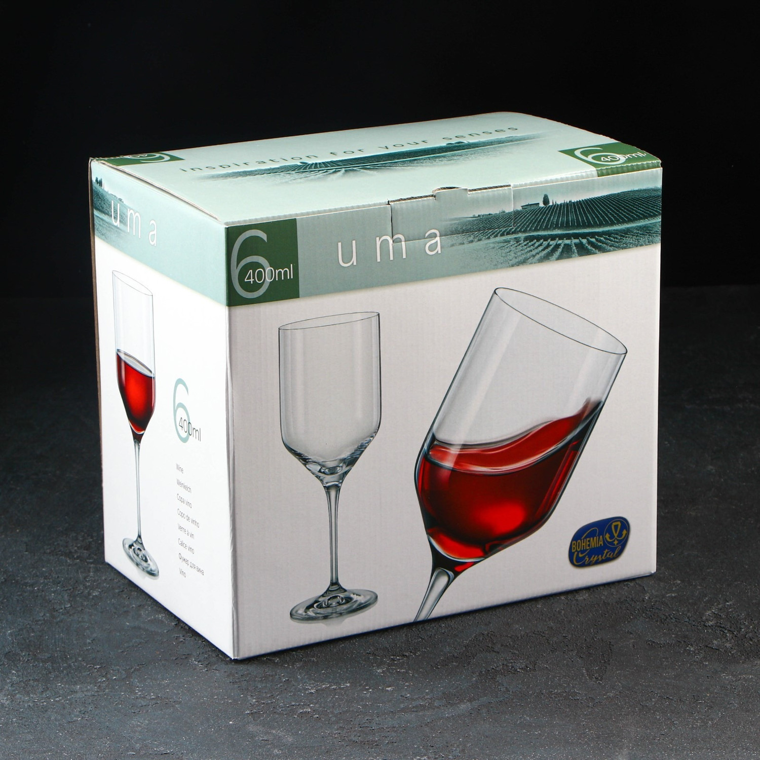 Набор бокалов стекло "BOHEMIA" "Ума" 6шт 400мл д/вина 40860/D5195/400  (Чехия) *1/8