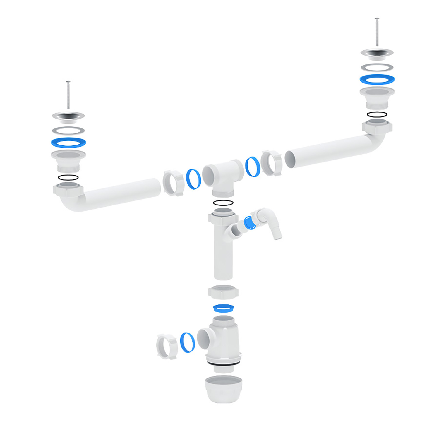 Сифон бутылочный 1 1/2"*40 двойной с отводом для стиральной машины АНИ ГРОТ А3500 *1/20