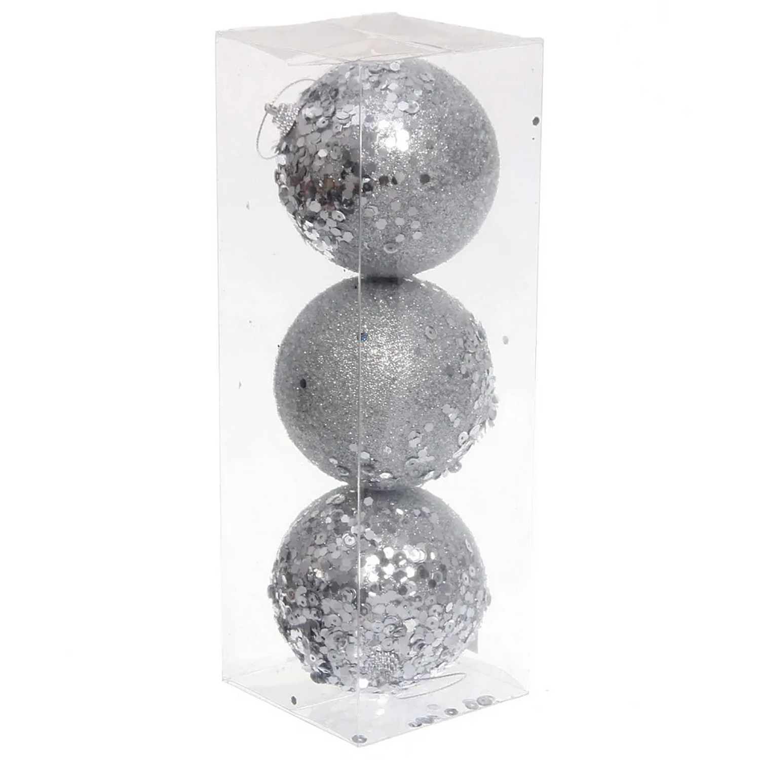 Новогодние шары "GLAME - Волшебный блеск" 8 см (набор 3 шт), Серебро
