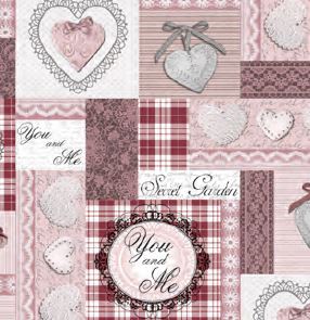 Клеёнка на нетканой основе "Dekorama" "Сердечки и кружева" розовый шир.1,4м 176 А *20