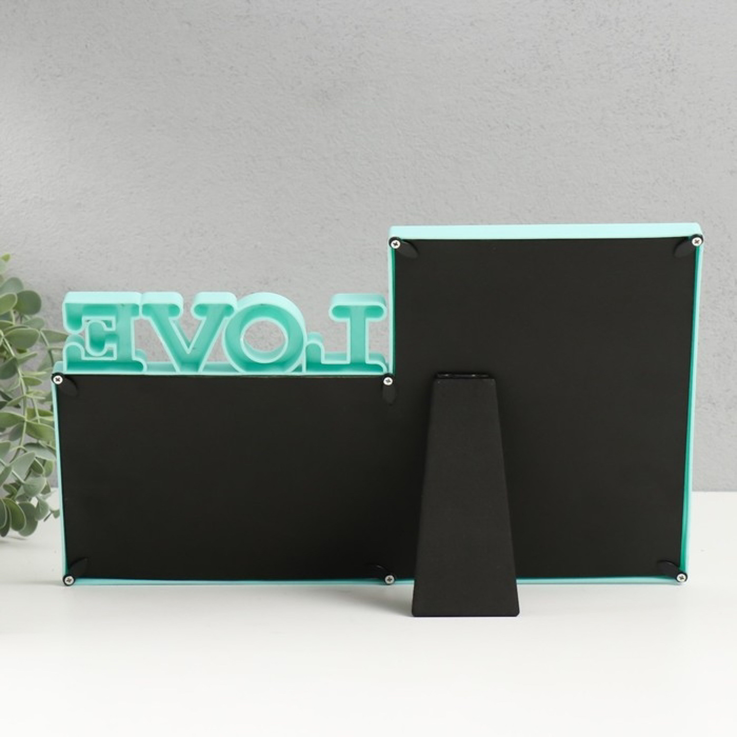 Фоторамка коллаж на 2 фото (1-13х18 см, 1-10х15 см) 34х22 см, бирюзовый 10115291