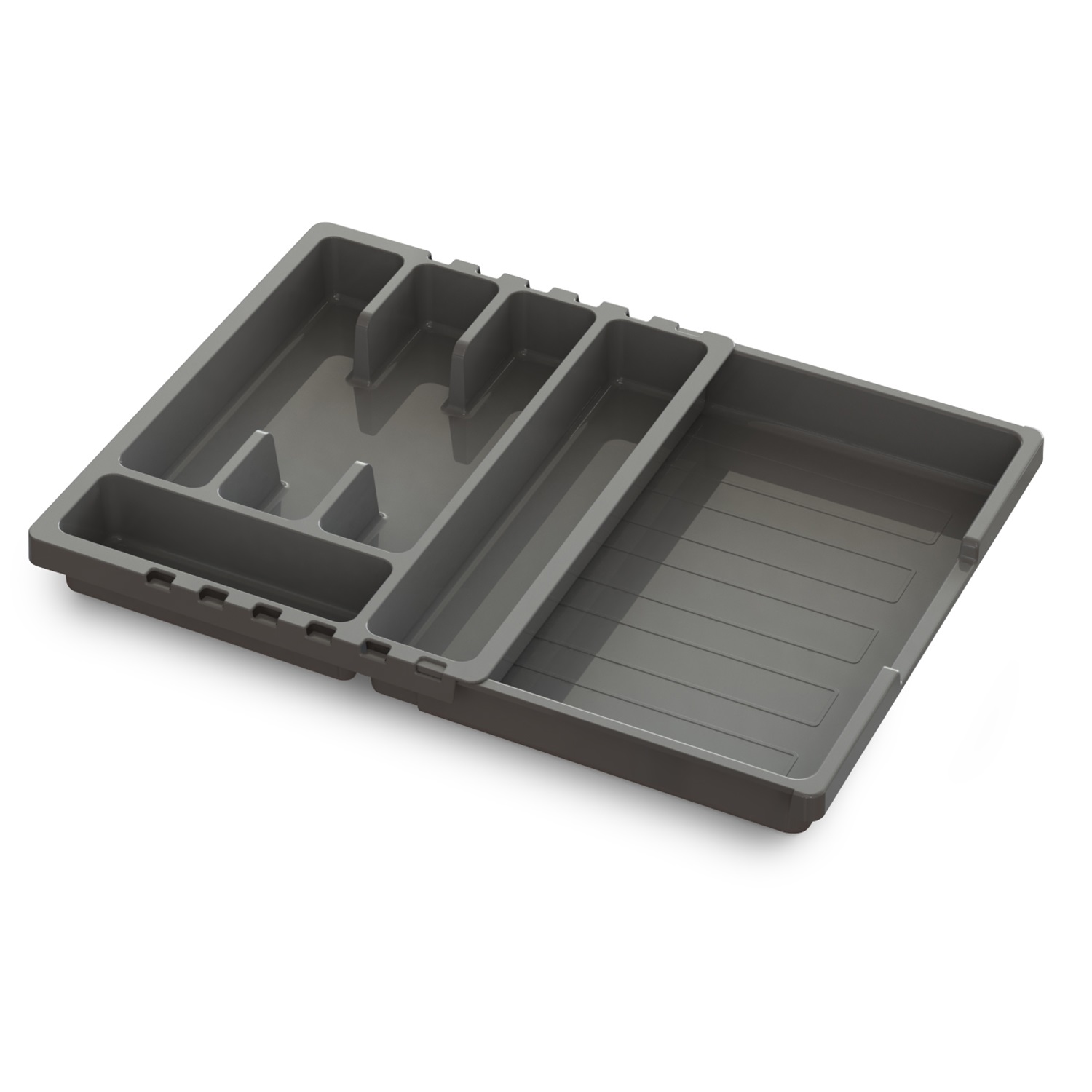 Лоток для столовых приборов пластм. раздвижной 360х300х53мм Серый арт.С424ТСЕР ("Мартика") *1/12 Лоток для столовых приборов пластм. раздвижной 360х300х53мм Серый арт.С424ТСЕР ("Мартика") *1/12