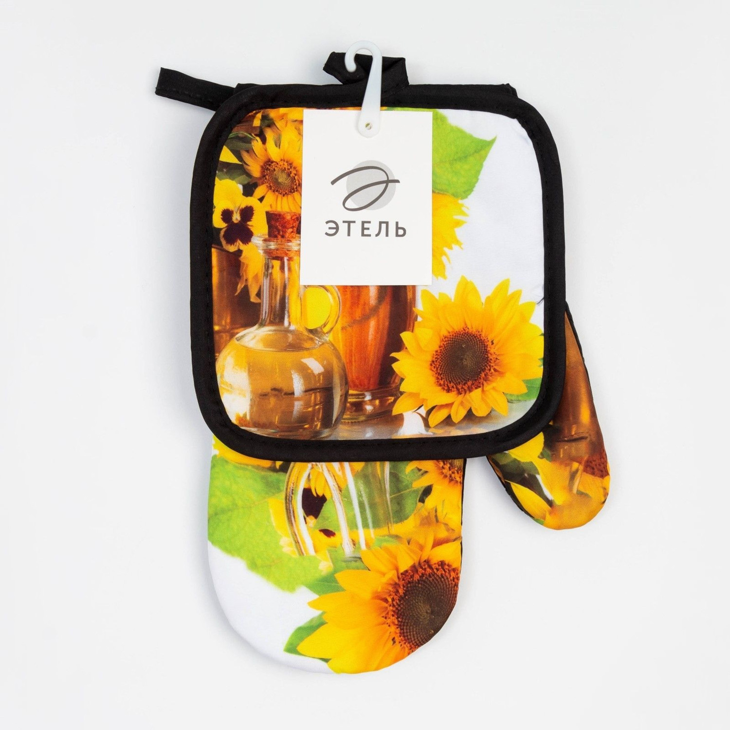 Набор прихваток Подсолнухи варежка-прихватка 24х16см, прихватка 17х17см 100% полиэстер Этель *1