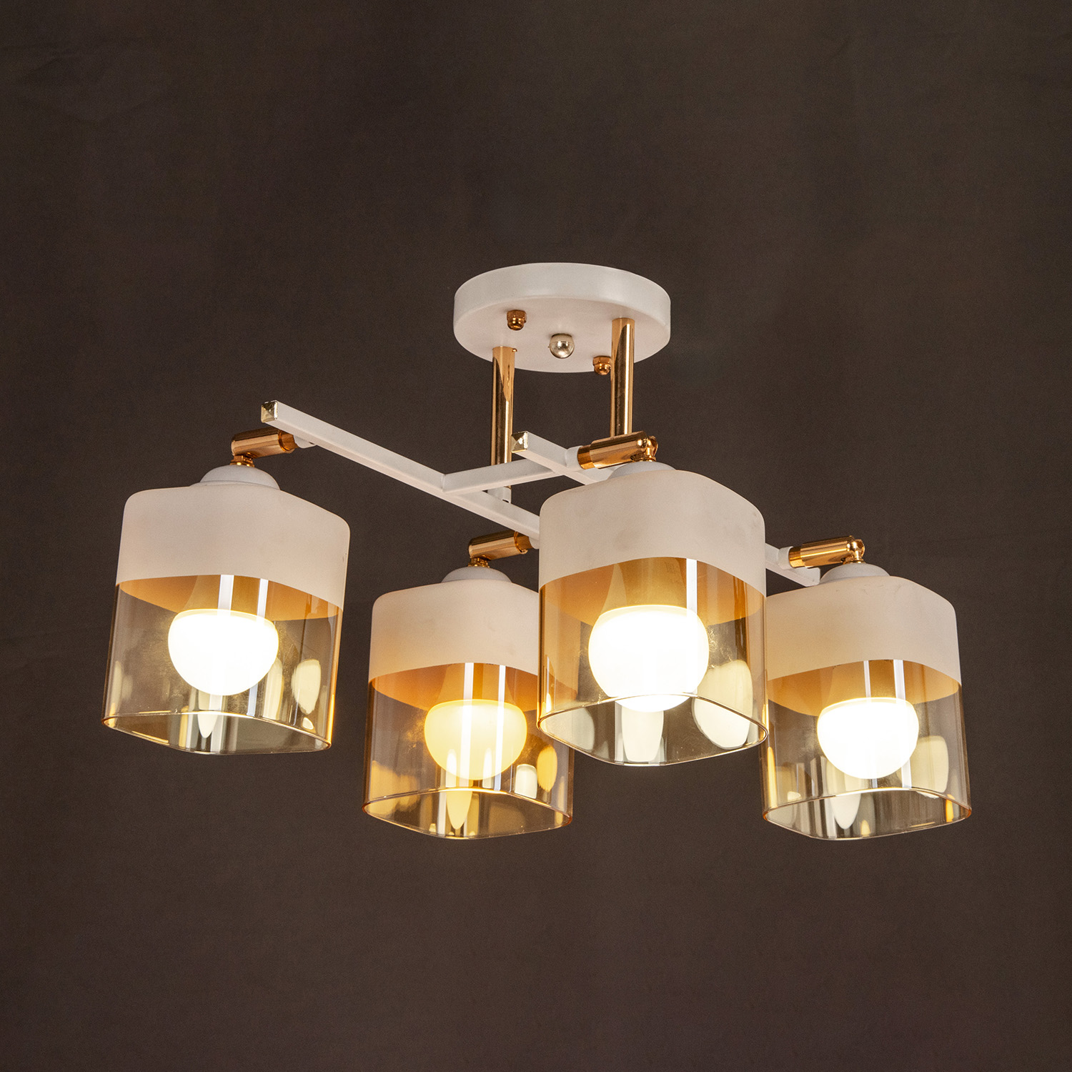 Люстра "Камелия" 4хЕ27 40Вт бело-золотой 56х56х27см 9408299 S=12м2