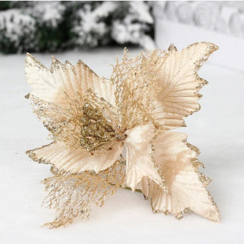 Украшение новогоднее "Пуансеттия - Сказка" 23 см, Шампань