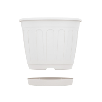 Кашпо пластм. "Дионис" 1,6л d верха 157мм h129мм с поддоном, прикорн.полив Белый М8243 *1/32 Кашпо пластм. "Дионис" 1,6л d верха 157мм h129мм с поддоном, прикорн.полив Белый М8243 *1/32