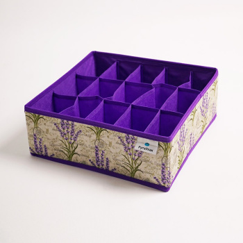 яяяОрганайзер д/хранения нетканый материал "Лаванда" 300x300x110мм, 15секций  Д70702.013 *1/60