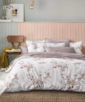 Постельное белье евро поплин на резинке Орхидея 6728, наволочки 70*70 - 2шт *1/4