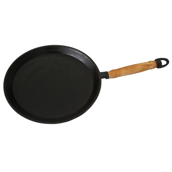 Сковорода чугунная Блинная d24cм, выс.борта 1,5см, с Дерев. ручкой бл240 "Камская посуда" *1/5