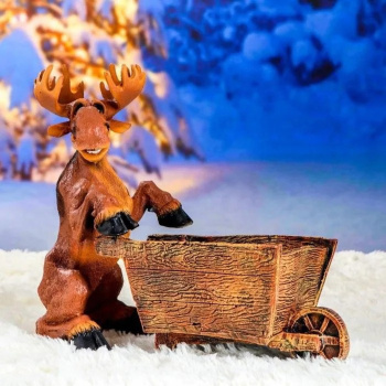 Садовая фигура "Лось с тележкой" 37см  2425305