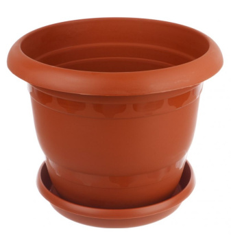 Кашпо пластм. "Toprak" 32,0л d верха 370мм h330мм с поддоном Терракот А5270тр (Копейск)   *1/5