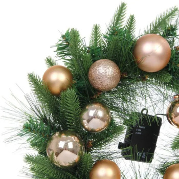 Венок хвойный "Сказочное чудо" d-40 см, ПВХ, литой ПВХ, Шампань Венок хвойный "Сказочное чудо" d-40 см, ПВХ, литой ПВХ, Шампань