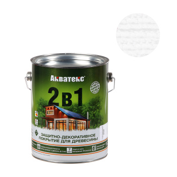 Защитно-декоративное покрытие 2.7 л для древесины АКВАТЕКС 2 в 1, алкидное, белый