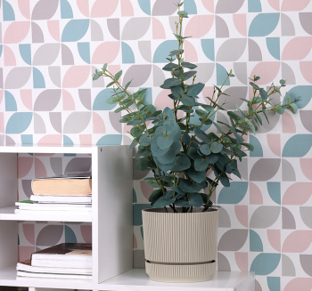 Кашпо пластм. "Стрип" 3,9л d верха 200мм h179мм с поддоном Кремовый М3248 ("М-Пластика") *1/16