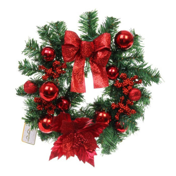 Венок хвойный "Сказочное украшение" d-30 см, ПВХ, Красный Венок хвойный "Сказочное украшение" d-30 см, ПВХ, Красный