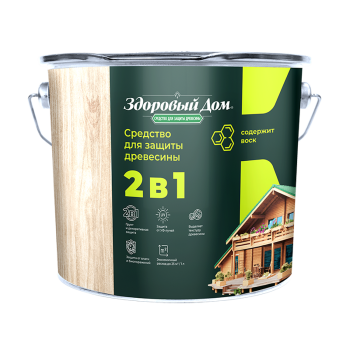 Защитно-декоративное покрытие 2.7 л для древесины Здоровый Дом 2 в 1, орех Защитно-декоративное покрытие 2.7 л для древесины Здоровый Дом 2 в 1, орех