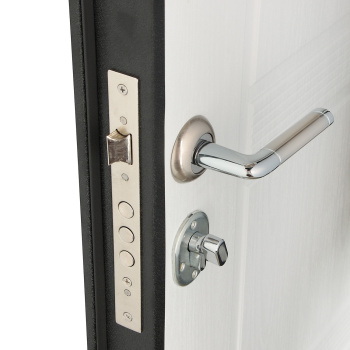 Дверь входная Двери Гуд М-1 GOODMAN, 860х2050х60 мм, левая, черный шелк/лиственница беленая