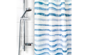 Штора для ванной V-line Акварельные полосы, 180х180 см, полиэстер, с кольцами