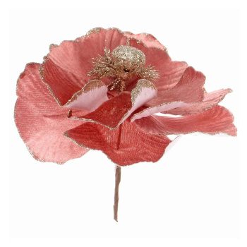 Украшение новогоднее "Пуансеттия - Нежное прикосновение" 17 см, Розовое золото