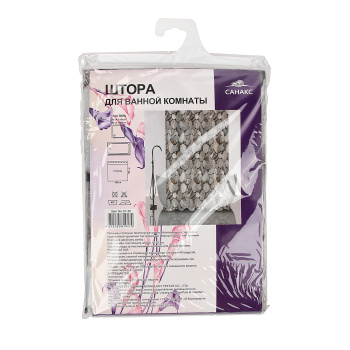 Штора для ванной "Санакс" п/эстер 180*180см "Париж" BRIMIX без колец 02-04 *1/24