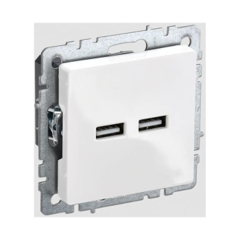 Механизм розетки "BRITE" 2-мест. USB A+A 5В/3.1А белый IEK BR-U21-D31-K01   *1/8/80