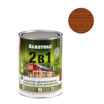 Защитно-декоративное покрытие 0.8 л для древесины АКВАТЕКС 2 в 1, алкидное, тик