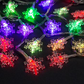 Гирлянда «Нить» Luazon Lighting, 5 м, мигание, мульти, снежинки, 20 LED, IP20, 220 В Гирлянда «Нить» Luazon Lighting, 5 м, мигание, мульти, снежинки, 20 LED, IP20, 220 В