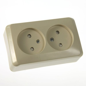 Розетка "Этюд" ОП 2-мест. кремовая с з/ш РА16-006 *1/16