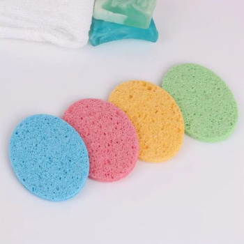 яяяСпонж д/умывания целлюлоза Овал 11*8*0,8см влажн МИКС пакет QF 443007