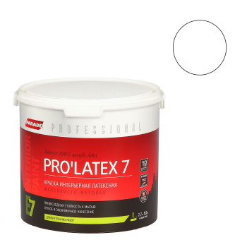 Краска латексная для стен и потолков PARADE E7 PRO LATEX, 2.7 л, база А, моющаяся, шелк-матовая
