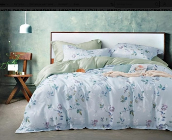 Постельное белье евро поплин на резинке Орхидея 6713, наволочки 70*70 - 2шт *1/4