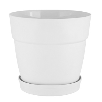Кашпо пластм. "Villa de Fiori" 26л d верха 380мм h358мм с поддоном Колёса Белоснеж. IG660510048 *1