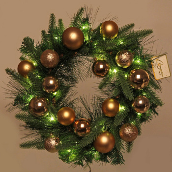 Венок хвойный "Сказочное чудо" d-40 см, ПВХ, литой ПВХ, Шампань Венок хвойный "Сказочное чудо" d-40 см, ПВХ, литой ПВХ, Шампань