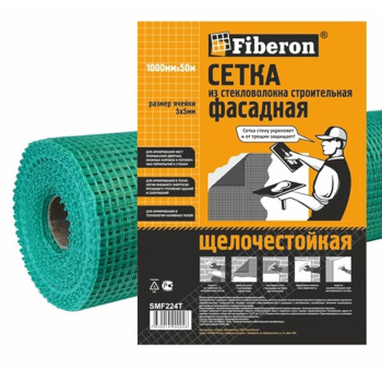 Сетка фасадная 1х50 м Fiberon SMF224T, 5х5 мм, 160 г/м², зеленая Сетка фасадная 1х50 м Fiberon SMF224T, 5х5 мм, 160 г/м², зеленая