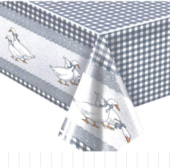 Клеёнка на нетканой основе "Мажор" "Шотландка с полосой "гуси" серебр. шир.1,35м 635/1 "Колорит" *20