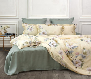 Постельное белье евро поплин на резинке Орхидея 6693, наволочки 70*70 - 2шт *1/4