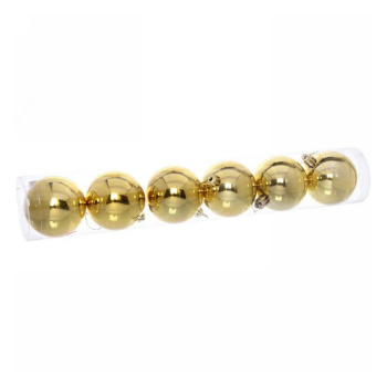 Набор новогодних шаров "Глянец", диаметр 6 см, 6 шт., золотой