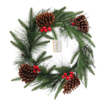 Венок хвойный "Волшебный зимний сад" d-40 см, леска, литой ПВХ, шишки, ягоды Венок хвойный "Волшебный зимний сад" d-40 см, леска, литой ПВХ, шишки, ягоды