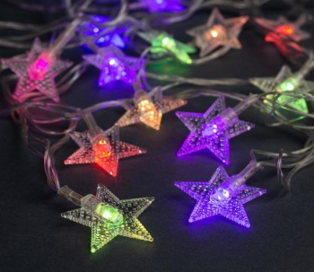 Гирлянда «Нить» Luazon Lighting, 5 м, мигание, мульти, звезды, 20 LED, IP20, 220 В Гирлянда «Нить» Luazon Lighting, 5 м, мигание, мульти, звезды, 20 LED, IP20, 220 В