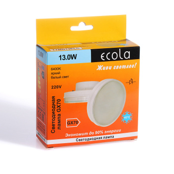Лампа светодиодная Ecola, GX70, таблетка, 13 Вт, 1040 Лм, холодный белый свет