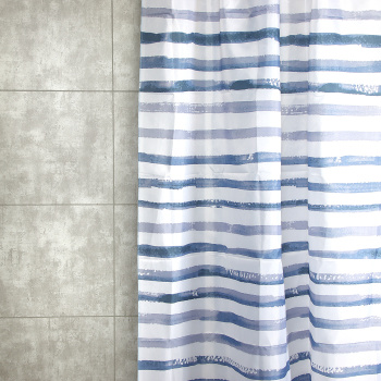 Штора для ванной V-line Акварельные полосы, 180х180 см, полиэстер, с кольцами