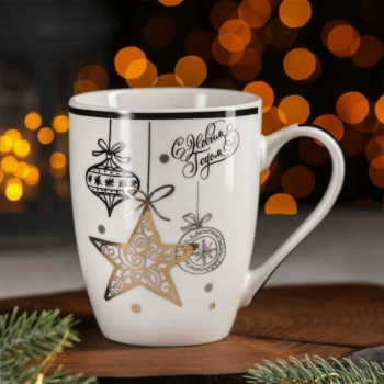 Кружка  "Новый год" фарфор. 350мл "Новогодняя звезда" 4274041 "Доляна" *12/48