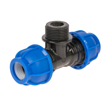 Тройник ПНД компрессия Ø 20х3/4"х20 наруж. резьба *1/60