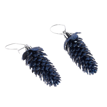 Набор елочных игрушек "Шишки блестящие", 2 шт., 9 см