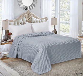 Плед 200*220см микрофибра жаккард полоска серый арт.377 NOVEL *1/8