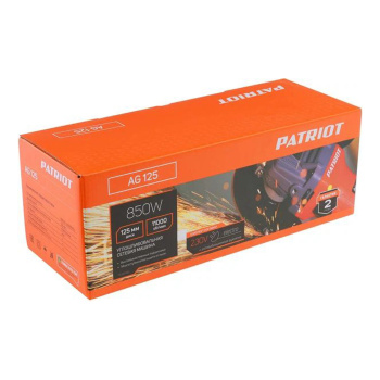 Шлифмашина угловая 125мм  850Вт 11000об/мин М14 AG125 PATRIOT *1 Шлифмашина угловая 125мм  850Вт 11000об/мин М14 AG125 PATRIOT *1